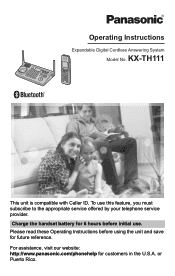Panasonic KXTH111 KXTH111 User Guide