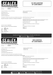 Sealey G1000I Declaration of Conformity