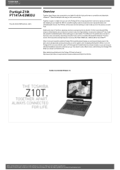 Toshiba Portege Z10t PT141A-03M03U Detailed Specs for Portege Z10t PT141A-03M03U AU/NZ; English