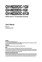 Gigabyte GV-N220OC-1GI Manual
