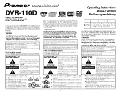 Pioneer DVR-110D Operating Instructions