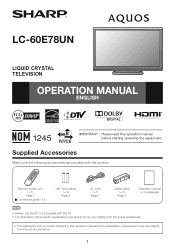 Sharp LC-60E78UN LC-60E78UN Operation Manual