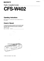Sony CFS-W402 Users Guide