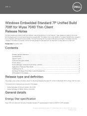 Dell Wyse 7040 Windows Embedded Standard 7P Unified Build 7081 for Thin Client Release Notes