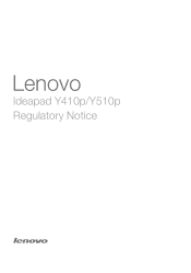 Lenovo Y510P Laptop Lenovo Regulatory Notice for European Countries- IdeaPad Y410p, Y510p