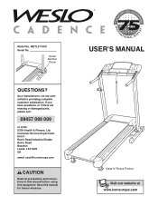 Weslo Cadence 75 Treadmill Uk Manual
