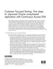 HP EVA4000/6000/8000 Customer Focused Testing: Five steps to improved Oracle array-based replication with Continuous Access EVA (5697-7433, March 200