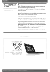 Toshiba W50 PT640A-0FT02J Detailed Specs for Tecra W50 PT640A-0FT02J AU/NZ; English
