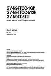 Gigabyte GV-N94T-512I Manual
