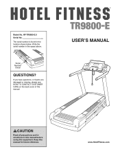 HealthRider Hotel Fitness Tr9800-e Treadmill English Manual