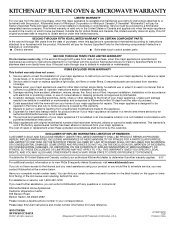 KitchenAid KHMC1857BSP Warranty Information