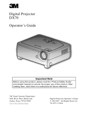 3M DX70 Operating Guide