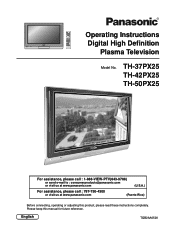 Panasonic TH42PX25 42' Hdtv Pdp Tv