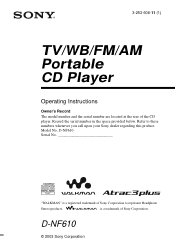 Sony D-NF610 Operating Instructions  (primary manual)
