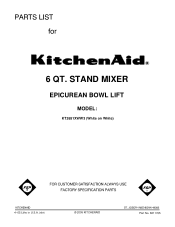 KitchenAid KT2651XWW Parts List