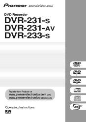 Pioneer DVR-231-S Operating Instructions