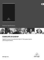 Behringer EUROLIVE B1520DSP Specifications Sheet