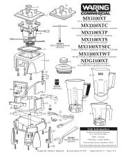 Waring MX1100XTXP Parts List and Exploded Diagram