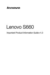 Lenovo S660 (English) Important Product Information Guide  - Lenovo S660 Smartphone