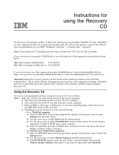 Lenovo ThinkPad R30 Instructions for using the Recovery CD (English)