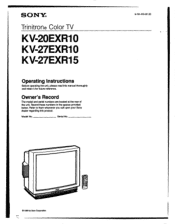 Sony KV-27EXR15 Operating Instructions