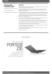 Toshiba Portege Z30 PT241A-013001 Detailed Specs for Portege Z30 PT241A-013001 AU/NZ; English