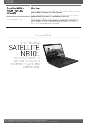 Toshiba Satellite NB10 PU141A Detailed Specs for Satellite NB10 PU141A-02M01M AU/NZ; English