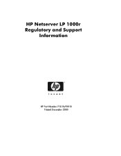 HP LH3000r HP Netserver LP 1000r Regulatory and Support Information