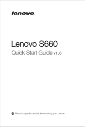 Lenovo S660 (English) Quick Start Guide - Lenovo S660 Smartphone