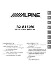 Alpine R2-A150M Owners Manual