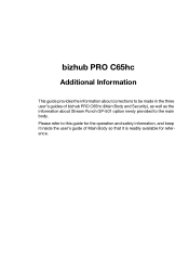Konica Minolta bizhub PRO C65hc bizhub PRO C65hc User Manual Additional Information