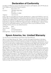 Epson PowerLite 1220 Warranty Statement