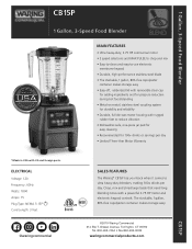 Waring CB15P Specifications Sheet