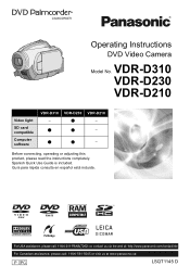 Panasonic VDRD230 Dvd Camcorder - English/spanish
