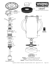 Waring CB15V Parts List and Exploded Diagram