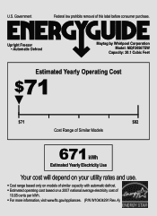 Maytag MQF2056TEW Energy Guide