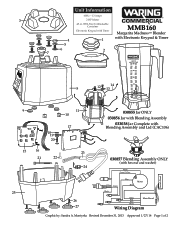 Waring MMB160 Parts List and Exploded Diagram
