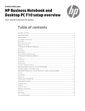 HP 350 Business Notebook and Desktop PC F10 setup overview 2012 and 2013 Business PC models