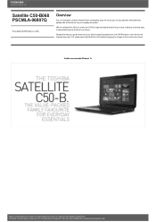 Toshiba Satellite C50 PSCMLA-06807Q Detailed Specs for Satellite C50 PSCMLA-06807Q AU/NZ; English