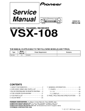 Pioneer VSX 108 - AV Receiver Manual