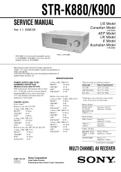 Sony STR-K900 Service Manual