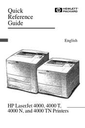 HP 4000n HP LaserJet 4000, 4000 T, 4000 N, and 4000 TN Printers - Quick Reference Guide