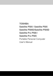Toshiba Satellite P500 PSPE8C-026006 Users Manual Canada; English