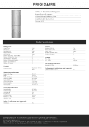Frigidaire FRBG1224AV Product Specifications Sheet