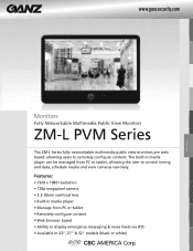 Ganz Security ZM-L27-PVM-3 ZM-L IP PVM Series Specifications