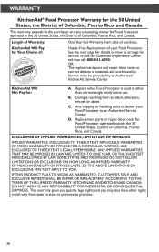 KitchenAid KFP1330CU Warranty Information