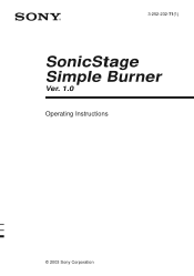 Sony D-NF610 SonicStage Simple Burner v1.0 Instructions