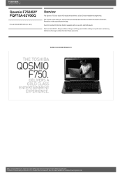 Toshiba Qosmio F750 PQF75A-02Y00Q Detailed Specs for Qosmio F750 PQF75A-02Y00Q AU/NZ; English