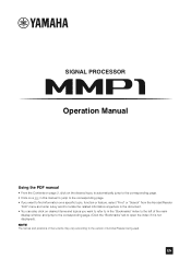 Yamaha MMP1 MMP1 Operation Manual [English]