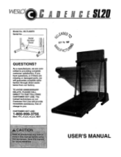 Weslo Cadence Sl20 Treadmill English Manual